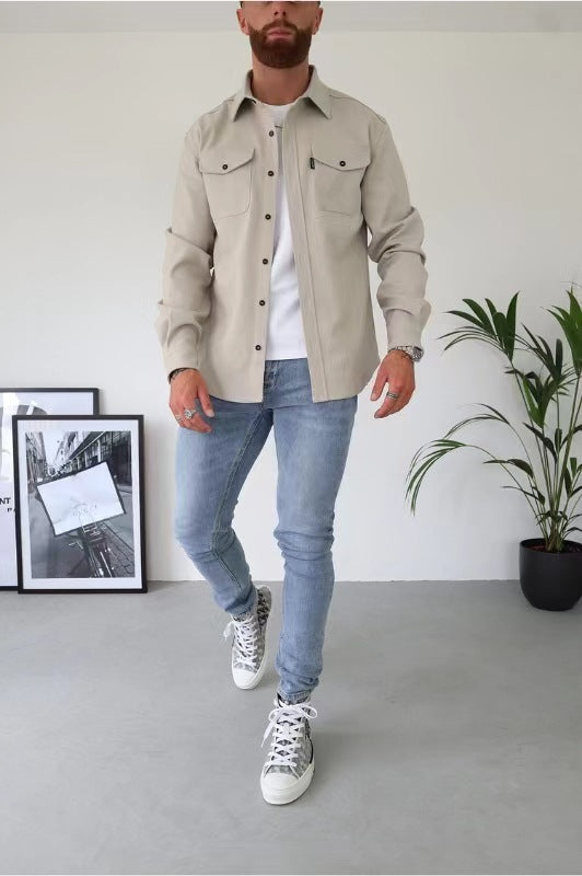 Elias - Beige overshirt with modern style
