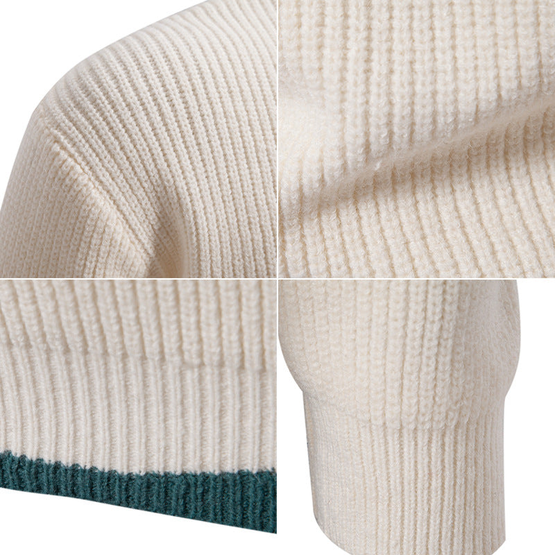 Runar - Green knitted sweater with modern colour blocks