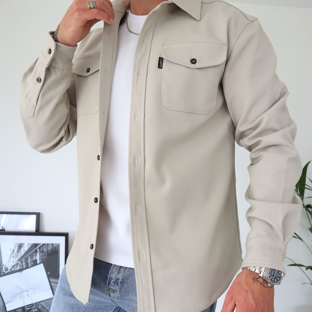 Elias - Beige overshirt with modern style