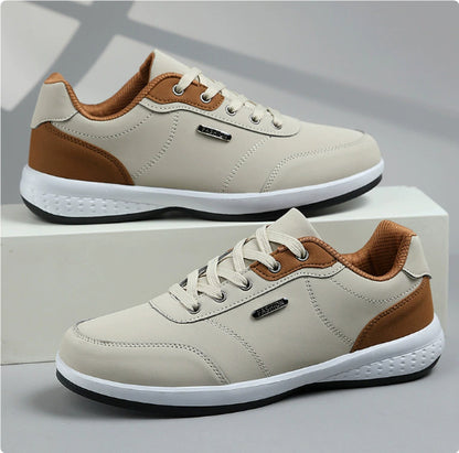 Fashion Light Sports Casual Men's Shoes Autumn New Lace-Up Microfiber Leather Casual Flats Sneakers