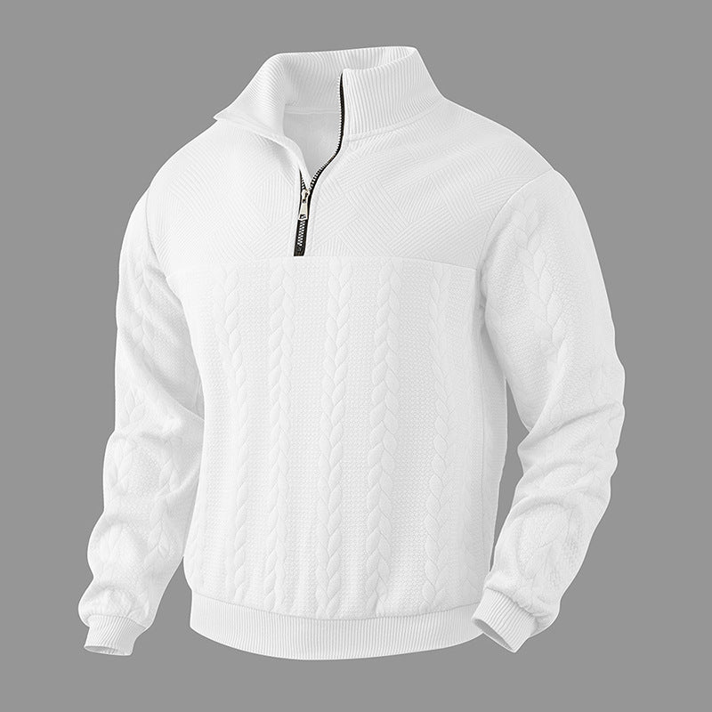 Sanderik - Beige halvdraget tröja med raffinerad struktur