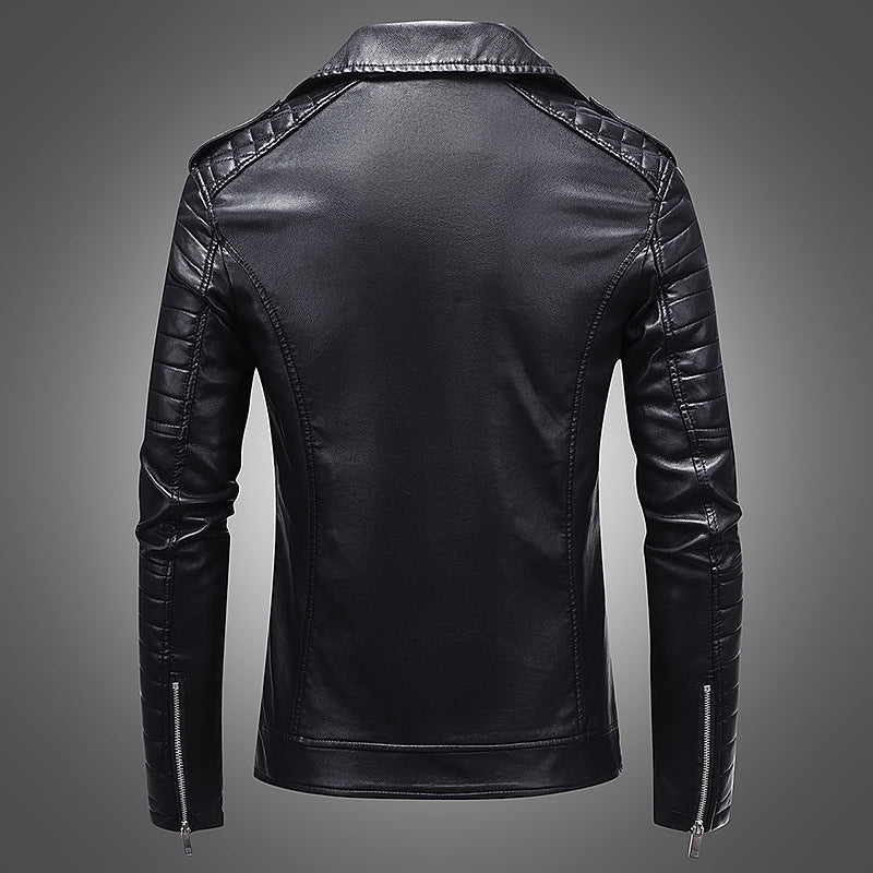 Rikard - Bordeaux red faux leather biker jacket