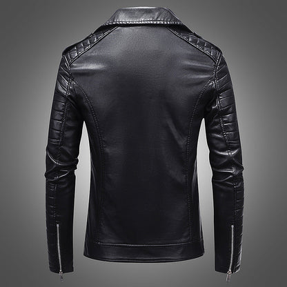 Rikard - Bordeaux red faux leather biker jacket