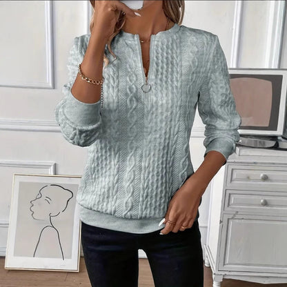 Olinea Cable Knit Sweater with Zipper Detail