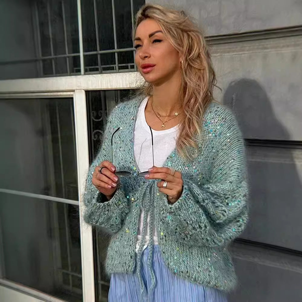 Freja - Soft knitted cardigan with decorative details