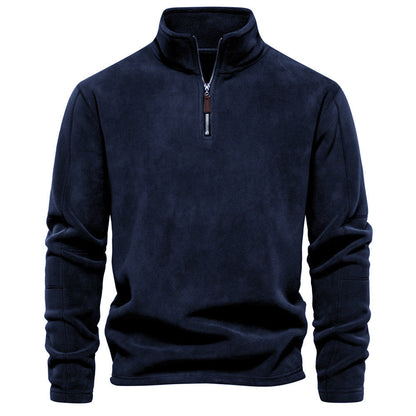 Nils - Sand-coloured half-zip sweater with subtle comfort