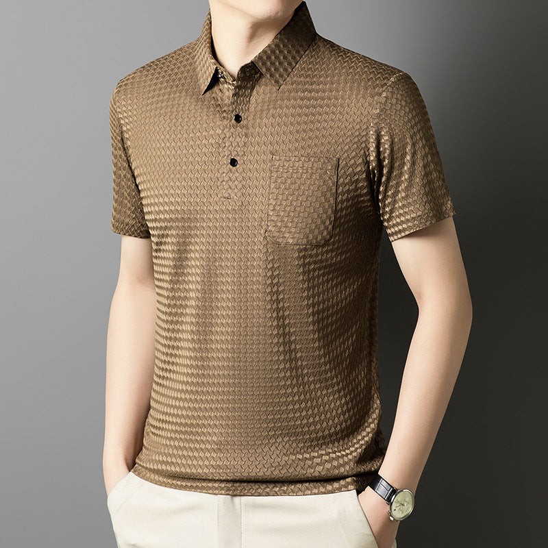 Riven – Textur Polo med bröstficka