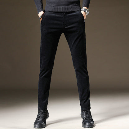 Yarik - Dark grey slim fit trousers with refined texture