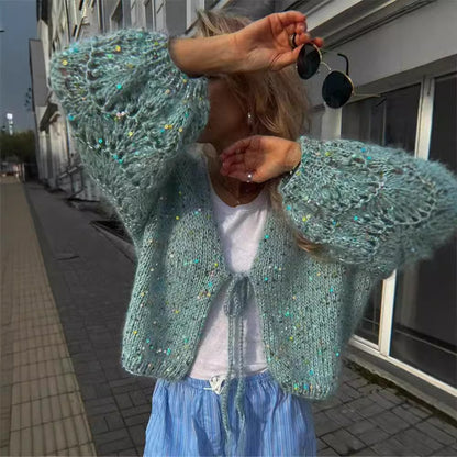 Freja - Soft knitted cardigan with decorative details