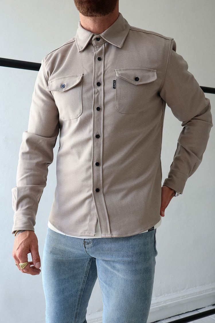 Elias - Beige overshirt with modern style