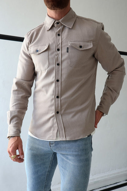 Elias - Beige overshirt with modern style