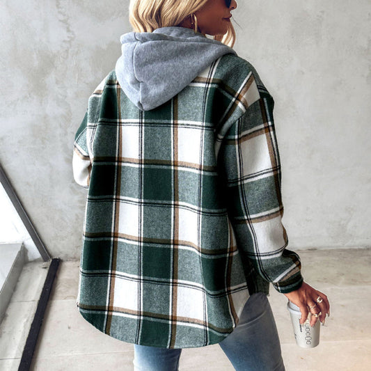 Kari – Checked hooded overshirt