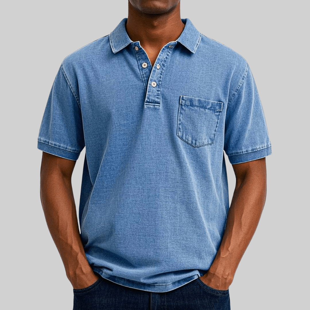 Caelum – Avslappnad pikétröja med modern denimlook | 1+1 gratis eller 2+3 erbjudande