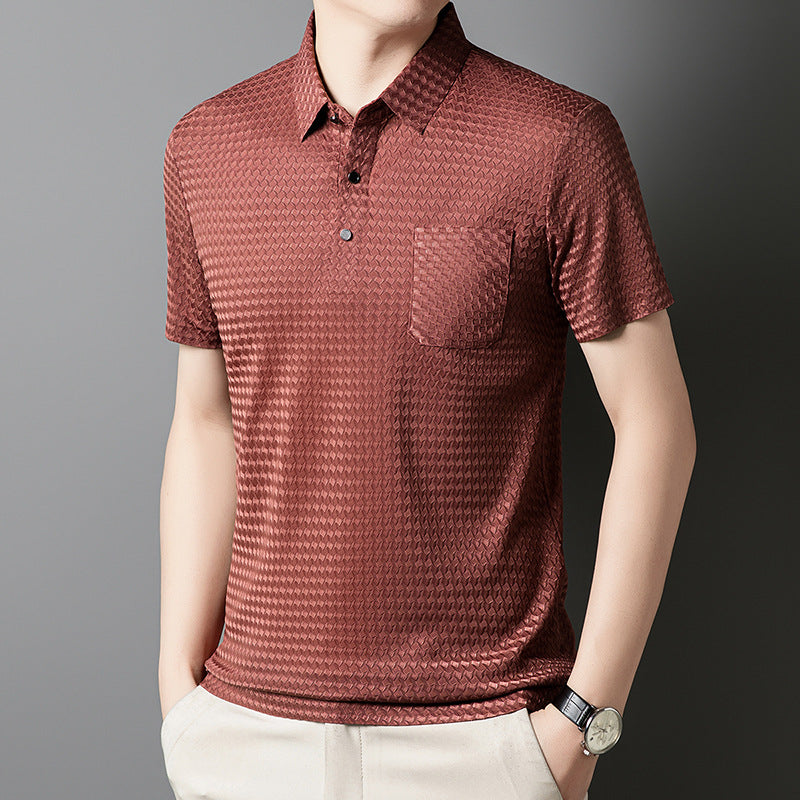 Riven – Textur Polo med bröstficka