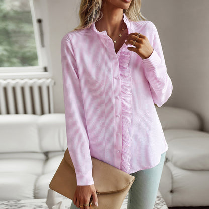 Cyrra – Blouse with gathered detail and refined texture