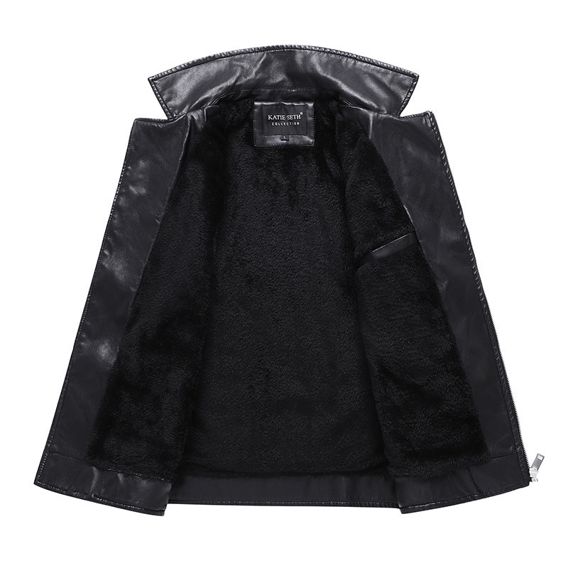 Rikard - Bordeaux red faux leather biker jacket