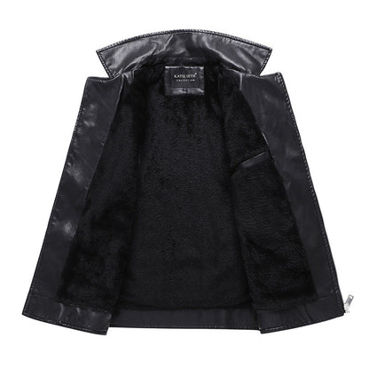 Rikard - Bordeaux red faux leather biker jacket