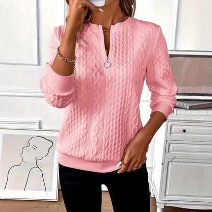 Olinea Cable Knit Sweater with Zipper Detail