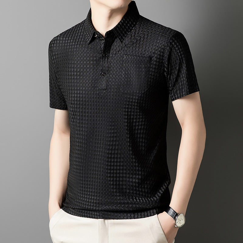 Riven – Textur Polo med bröstficka