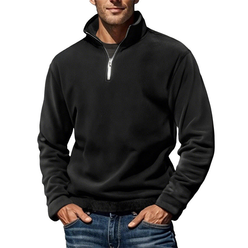 Ove - Black half-zip sweater with a soft feel
