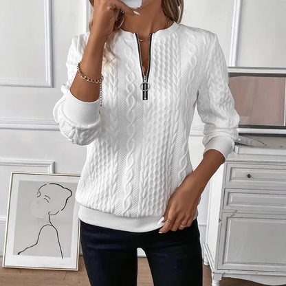 Olinea Cable Knit Sweater with Zipper Detail