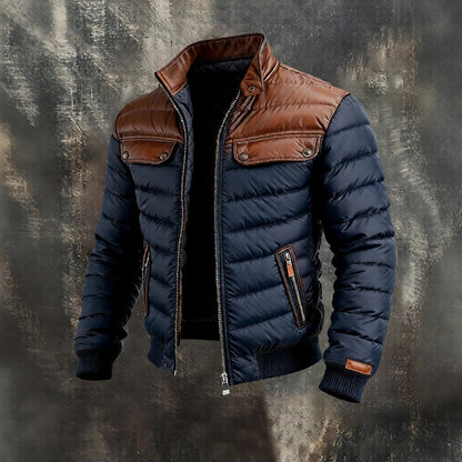 Bramm - Men's padded jacket with leather details on the shoulders