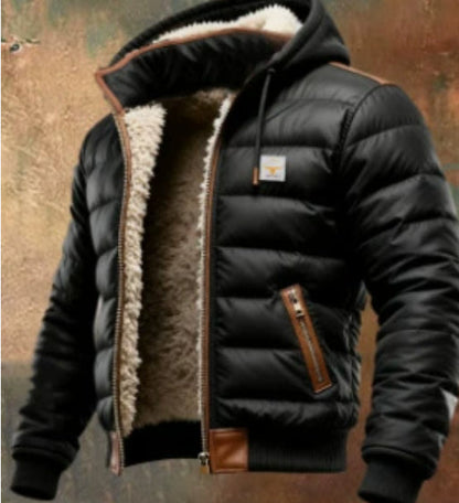 Bramm - Men's padded jacket with leather details on the shoulders