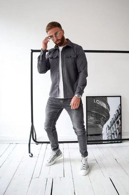 Elias - Beige overshirt with modern style