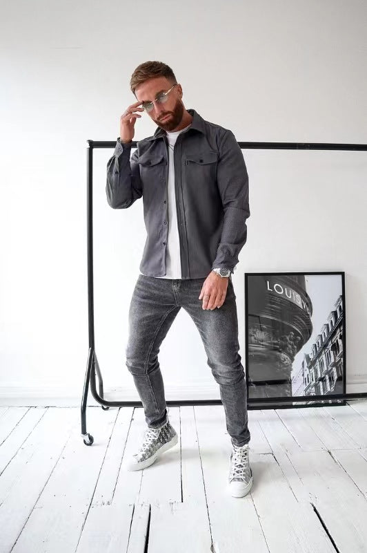 Elias - Beige overshirt with modern style