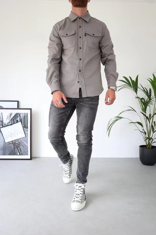 Elias - Beige overshirt with modern style